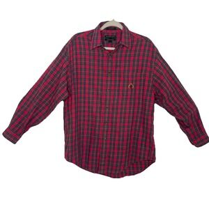 Mens Red Plaid Alexander Julian Colours Shirt Sz MEDIUM Long Sleeve Button Up